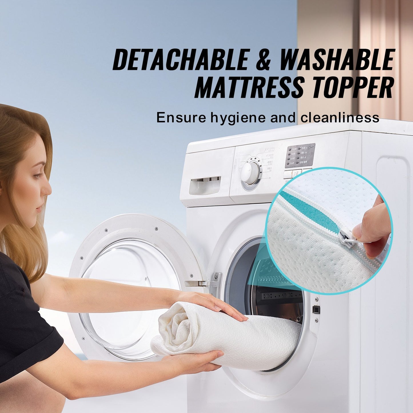 Bäddmadrass, Queen size, 76,2 mm tjocklek, mjuk memory foam-kudde, premium kylande gel, avtagbart och tvättbart hölje, komprimerat paket för snabb installation, bekvämt stöd för alla sängar