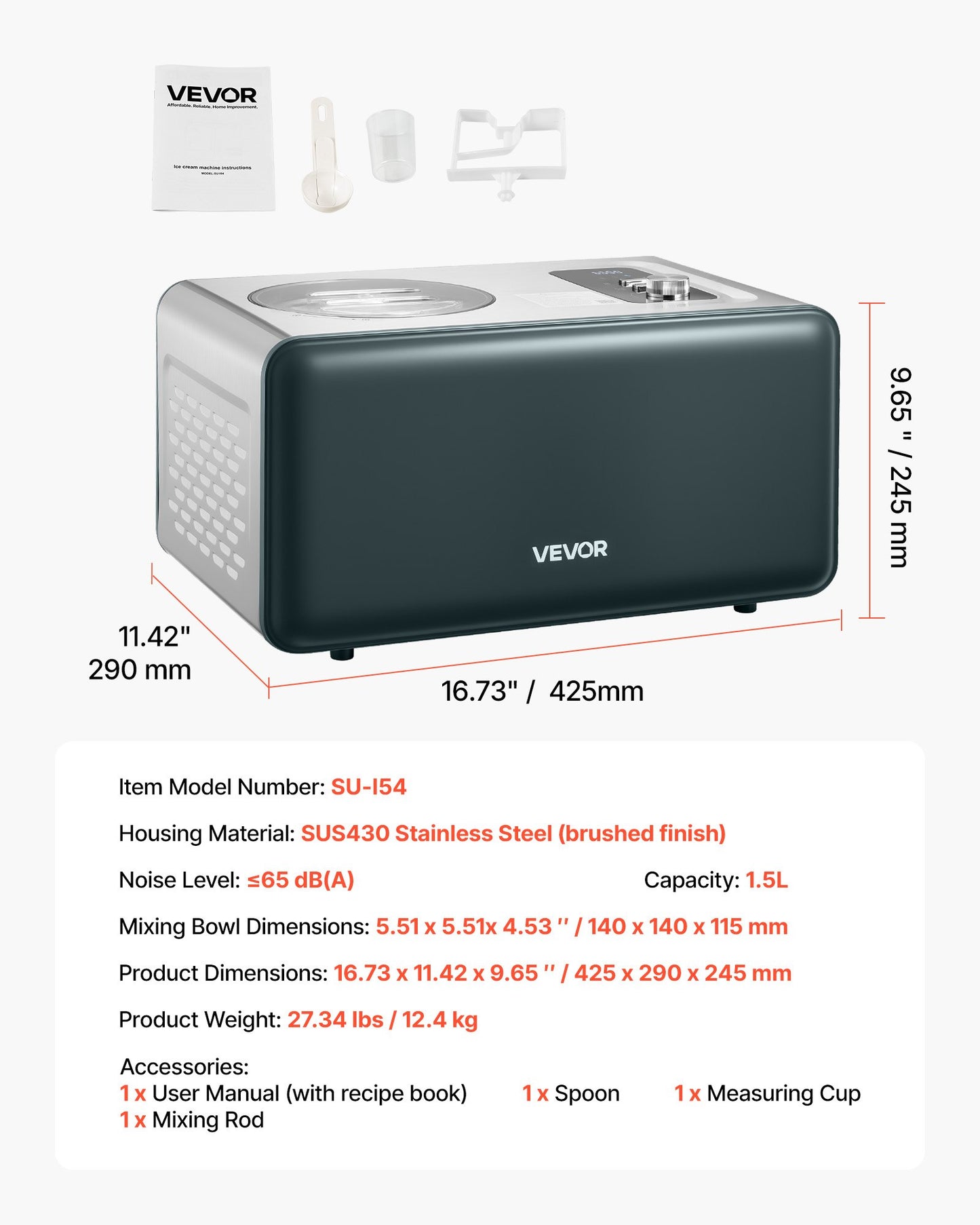 Automatisk glassmaskin med inbyggd kompressor, 1,5 l glassmaskin utan förfrysning, elektrisk sorbetmaskin, 3 lägen kompressorglassmaskin för hemmakök