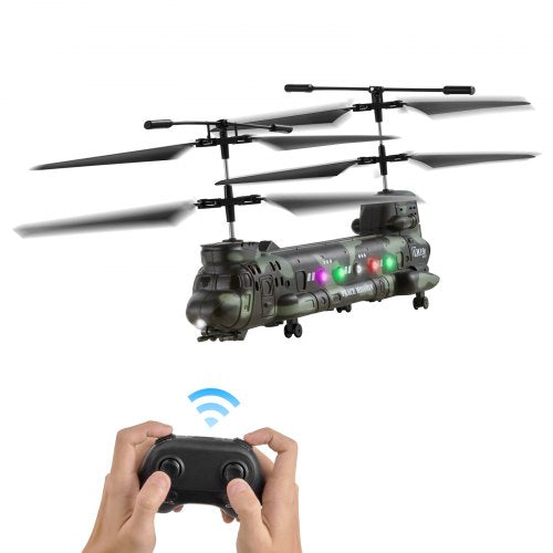 RC-helikopter, 2,4 GHz militär fjärrstyrd helikopter, 3,5-kanaligt RC-flygplan för barn, 20 minuters flygtid, start/landning med en knapp och LED-lampor, flygande flygplansleksaker för barn från 8 år