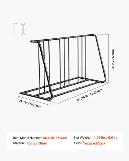 Cykelställ, passar däckbredd 76,2 mm, cykelställ i kolstål med dubbelsidigt galler, fristående cykelhållare för trottoarkant, garage, inomhus- och utomhusparkering, plats för 6 cyklar