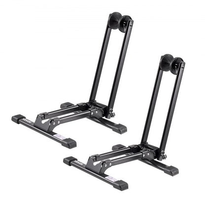 Cykelställ 2-pack, passar 508 till 736,6 mm mountainbikes och racercyklar, rostbeständigt cykelställ i legerat stål, hopfällbart cykelställ för entré, garage, parkering och förvaring av cyklar, svart