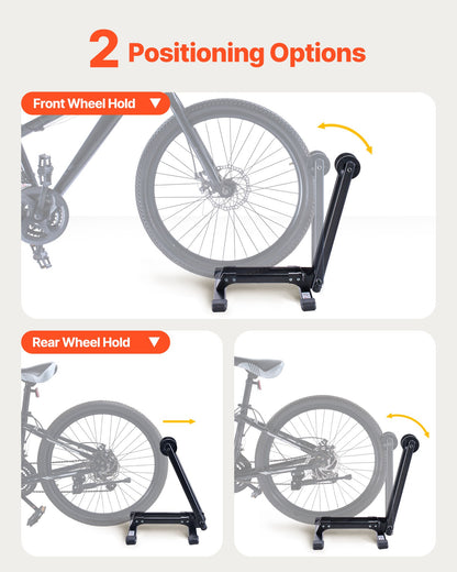 Cykelställ 2-pack, passar 508 till 736,6 mm mountainbikes och racercyklar, rostbeständigt cykelställ i legerat stål, hopfällbart cykelställ för entré, garage, parkering och förvaring av cyklar, svart
