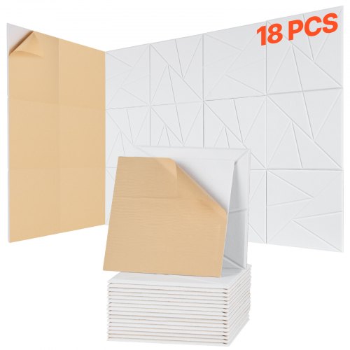 18 Pack Acoustic Panels with Self Adhesive, 11.8 x 11.8 x 0.4 inch Sound Proof Foam Panels, Polyester Fiber Soundproof Wall Panels High Density, for Home, Studio, Office, Theater, White