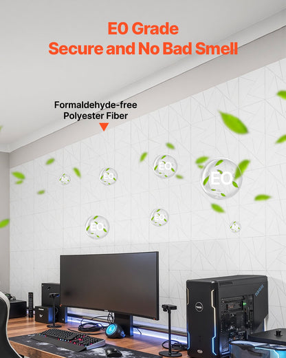 18 Pack Acoustic Panels with Self Adhesive, 11.8 x 11.8 x 0.4 inch Sound Proof Foam Panels, Polyester Fiber Soundproof Wall Panels High Density, for Home, Studio, Office, Theater, White