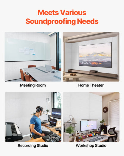 18 Pack Acoustic Panels with Self Adhesive, 11.8 x 11.8 x 0.4 inch Sound Proof Foam Panels, Polyester Fiber Soundproof Wall Panels High Density, for Home, Studio, Office, Theater, White