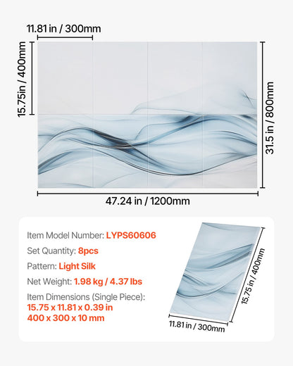 8-pack akustiska paneler, 47,24 x 23,62 x 0,4 tum ljudisolerade väggplattor, självhäftande dekorativa ljuddämpande skivor för hem, kontor, studio, spelrum, teater, Simplicity