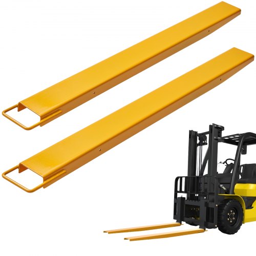 Pallgaffelförlängningar, 60" längd, 4,5" bredd, kraftiga gaffelförlängningar i kolstål för gaffeltruckar, 1 par gaffeltruckförlängningar, industriella gaffeltrucksfästen för gaffeltruckar, gul