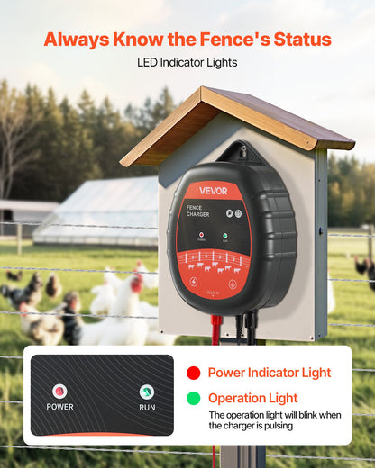 Elstängselladdare, 10kV 1J, AC DC elstängselaggregat med LED-indikator, 3 km räckvidd, kraftfull plug-in-stängselladdare, förhindrar vilda djurs intrång för boskap och fjäderfä