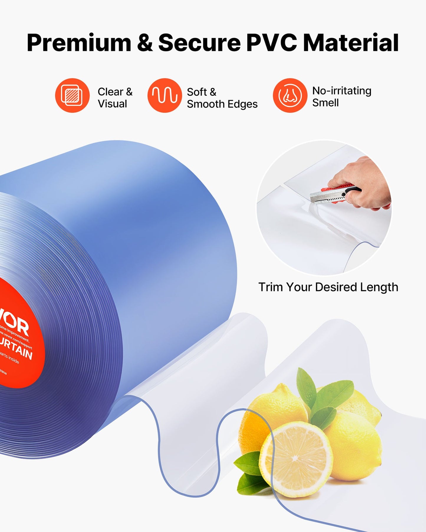 Klar PVC-listgardin, 30,8 m längd x 30,5 cm bredd, värmeisolerande plastdörrlist i bulk, kylgardinremsor för inbyggda frysar, för dörröppningar till stormarknader, garage och lager