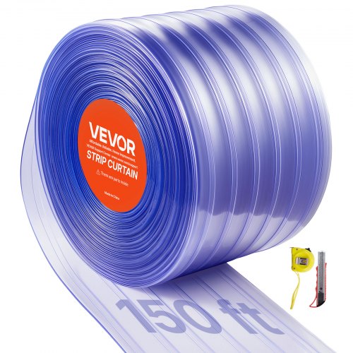 Klar PVC-listgardin, 45,7 m längd x 30,5 cm bredd, ribbad plastdörrlist i bulk, kylgardinremsor för inbyggda frysar, för dörröppningar till stormarknader, garage, lager, djurhus