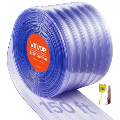 Klar PVC-listgardin, 45,7 m längd x 30,5 cm bredd, ribbad plastdörrlist i bulk, kylgardinremsor för inbyggda frysar, för dörröppningar till stormarknader, garage, lager, djurhus