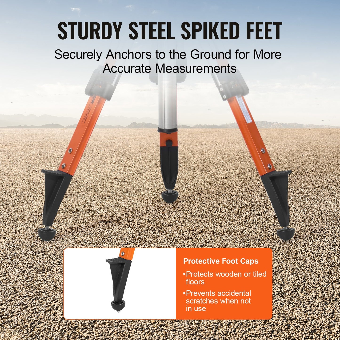 Lasernivåstativ, 5/8"-11 gängfäste, höjdjusterbart 27,16-67,71 tum, kraftigt mätstativ, med nivåbubbla och diffusionsbegränsare, lyftbara halkfria fötter för byggnation