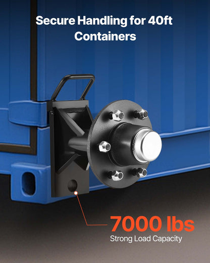 Hjul för fraktcontainrar med 6 hjul, axel för kraftig fraktcontainrar med spärrhake - kan flyttas 6–12 m, säker transport för docka, lager, byggarbetsplats, svart
