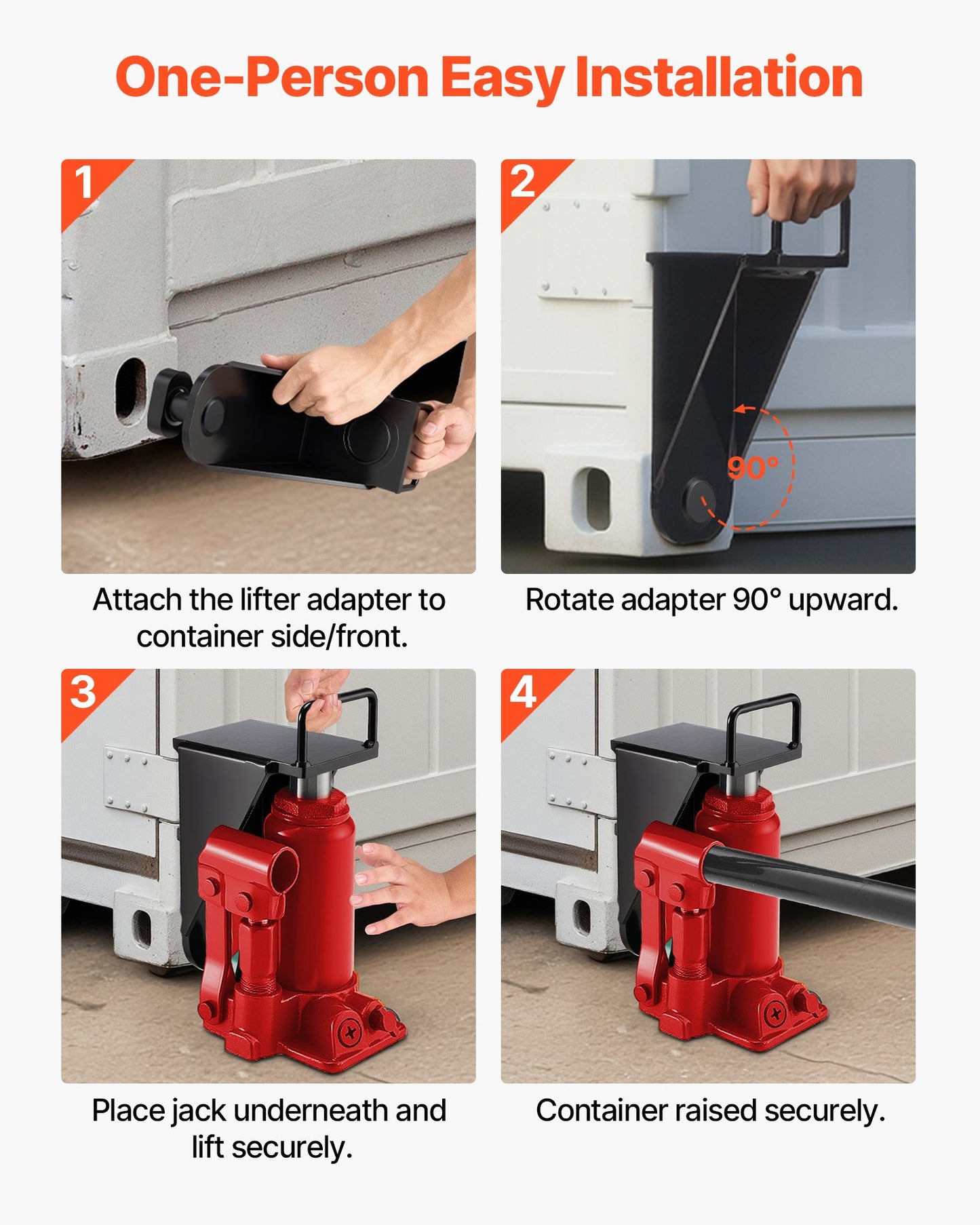 Containerlyft med U-format handtag, 1-pack, nivåutjämnare som tål sol och regn, kraftig containerlyft för sjöfart, logistik, lagerhantering