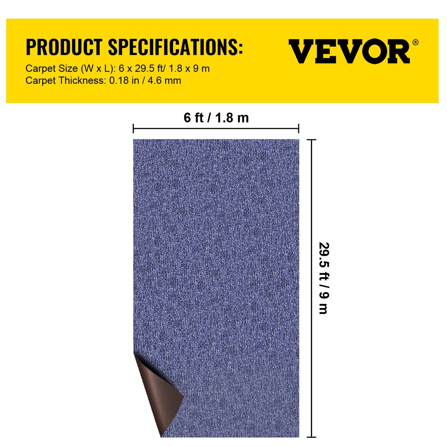 Indoor Outdoor Rug Carpet 5.9x29.5' Outdoor Rug with Waterproof Back Outdoor Rug for Patio Porch Deck Garage Outdoor Area Rug Runner Anti-Slide Porch Rug No Mildew Kitchen Rugs(Blue,9M)