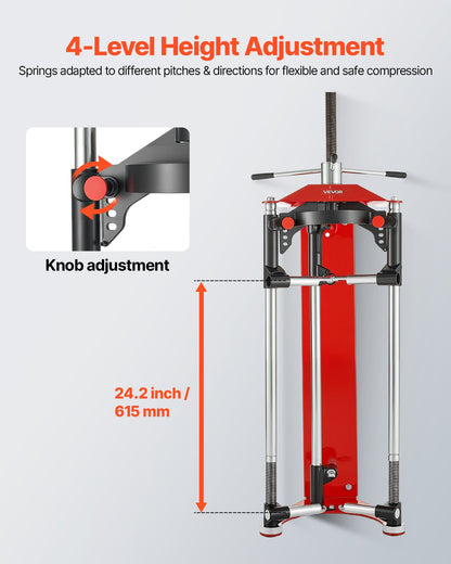Fjäderbenskompressor, 4-nivåjustering, Fjäderbenskompressor med mångsidiga monteringsalternativ och multifunktionella krokar för komprimering av spiralfjädrar upp till 1 300 kg, Passar för SUV:ar, lastbilar, pickuper