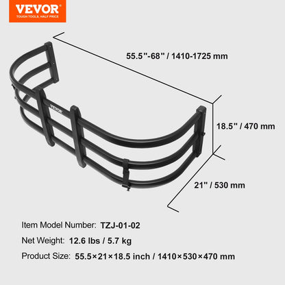 Flakförlängare, infällbar bakluckeförlängare i aluminium, 141-173 cm, passar till Ford Super Duty, F150, Dodge Ram 1500/2500/3500, Toyota Tundra, Nissan Titan, Chevrolet Silverado, GMC Sierra