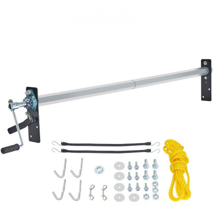 Handvevad presenningsrulle, 64" till 104" bred, aluminiumlegering, manuell hyttnivå presenningsrulle för dumper med 7" svampinpackat handtag, perfekt för dumper, släpvagnar, sopbilar (utan presenning)