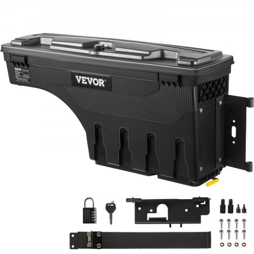 Förvaringslåda för lastbilsflak, låsbart lock, vattentät ABS-verktygslåda för hjulhus 20 liter med lösenordslås, kompatibel med Dodge Ram 1500 2019-2021, passagerarsida, svart