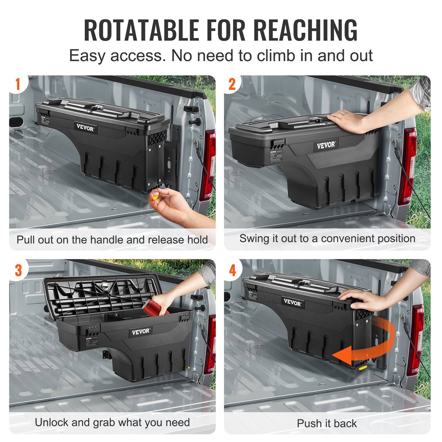 Förvaringslåda för lastbilsflak, låsbart lock, vattentät ABS-verktygslåda för hjulhus 6,6 gal/20 l, kompatibel med Chevrolet Silverado 1500 GMC Sierra 1500 2019-2020, passagerarsida, svart