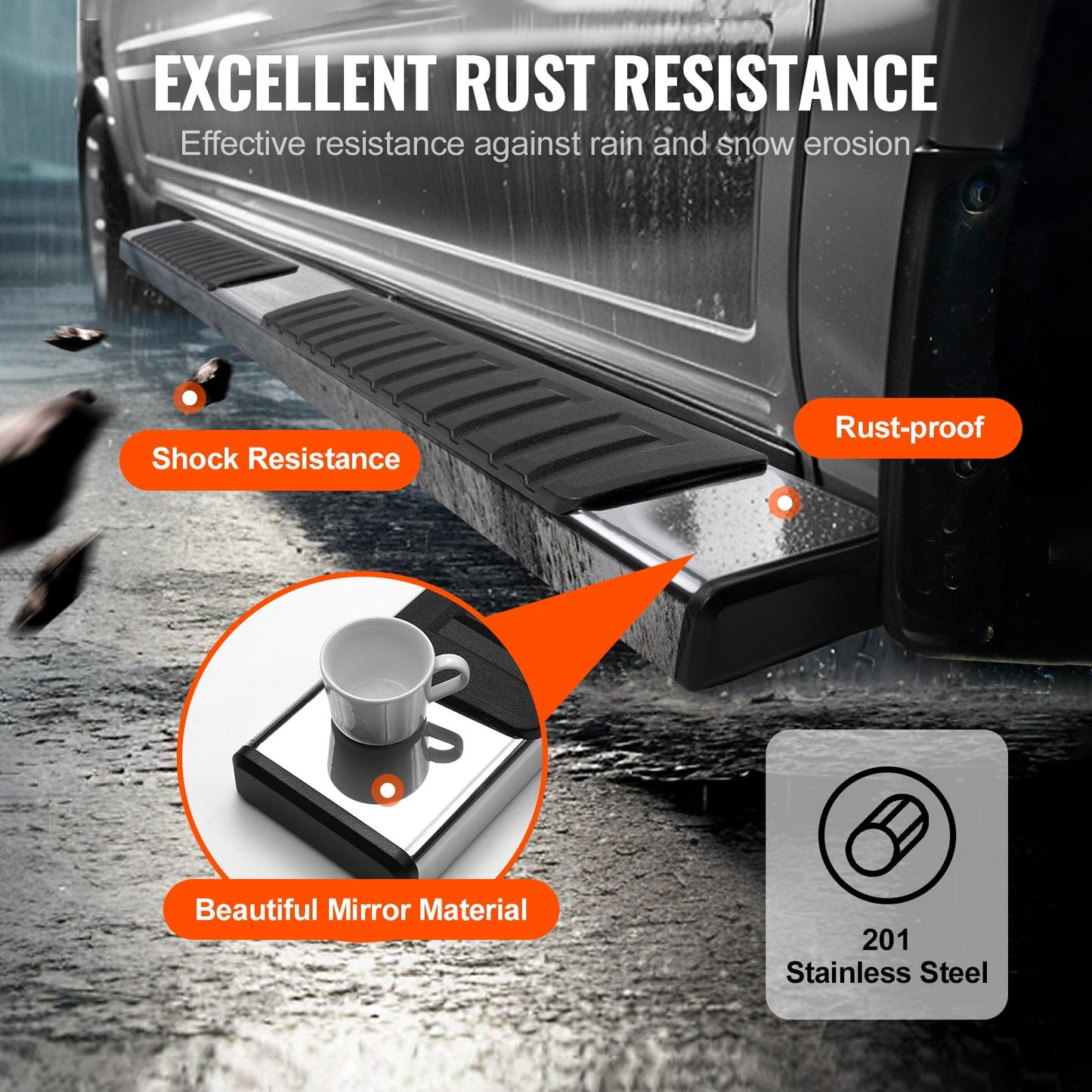 Fotsteg, 6" fotsteg kompatibelt med 2019-2023 Chevy Silverado/GMC Sierra 1500/2020-2024 Silverado/Sierra 2500/3500HD Crew Cab, 201 sidosteg i rostfritt stål, 500 kg, 2 delar