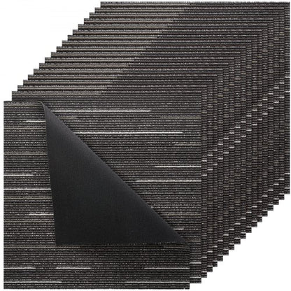 Återanvändbara mattplattor 610x610 mm, 24 st. modulär matta fyrkantig, mjuk vaddering för kommersiellt golv för sömlöst överdrag 8,9㎡, enkel gör-det-själv-ersättning för vardagsrum sovrum kontor inomhus, grå