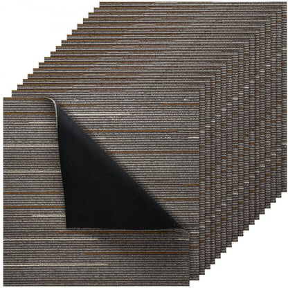 Återanvändbara mattplattor 610x610 mm, 24 st. modulär matta fyrkantig, mjuk vadderad för kommersiellt golv för sömlöst överdrag 8,9㎡, enkel gör-det-själv-ersättning för vardagsrum sovrum kontor inomhus, mörkbrun