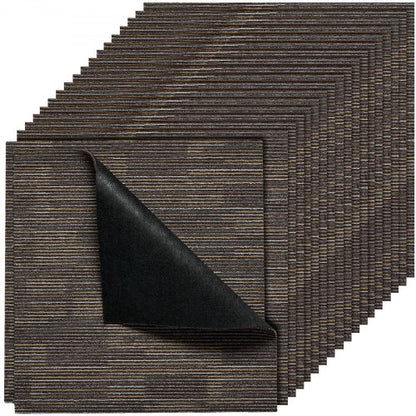 Återanvändbara mattplattor 610x610 mm, 24 st. modulär matta fyrkantig, mjuk vaddering för kommersiellt golv för sömlöst överdrag 8,9㎡, enkel gör-det-själv-ersättning för vardagsrum/sovrum inomhus, grå och brun