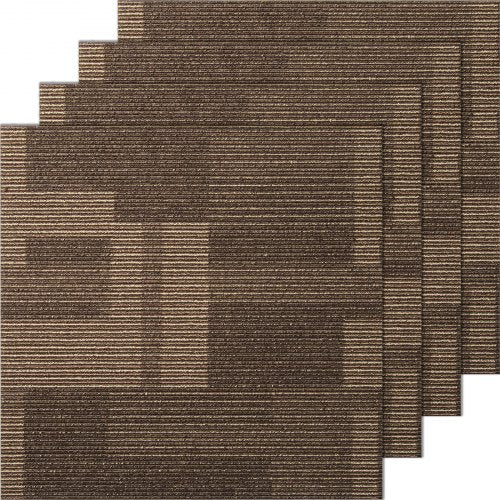 Återanvändbara mattplattor, 24"x 24" mattkvadrater med vaddering, mjuka vadderade mattplattor, enkel installation gör-det-själv för sovrum och vardagsrum (24Tiles, blandad brun)