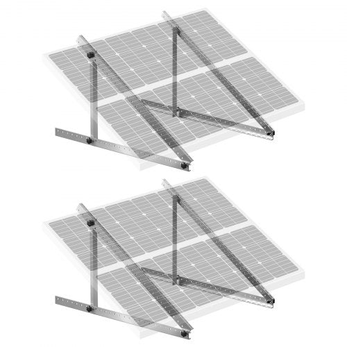 2 set med monteringsfästen för solpaneler, 45 tum, 0 till 90° justerbara lutningsfästen, stöder 100-400W solpaneler, lätta aluminiumfästen med fällbara lutningsben för husbil, båt och off-grid