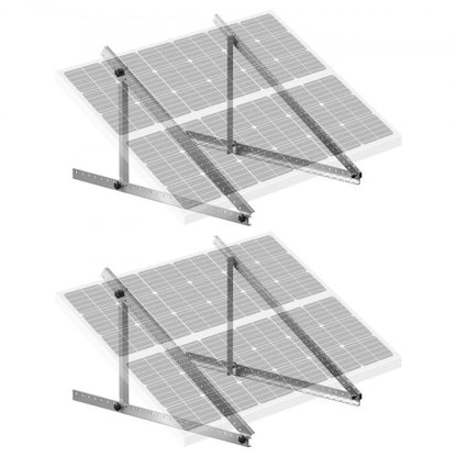 2 set med monteringsfästen för solpaneler, 45 tum, 0 till 90° justerbara lutningsfästen, stöder 100-400W solpaneler, lätta aluminiumfästen med fällbara lutningsben för husbil, båt och off-grid