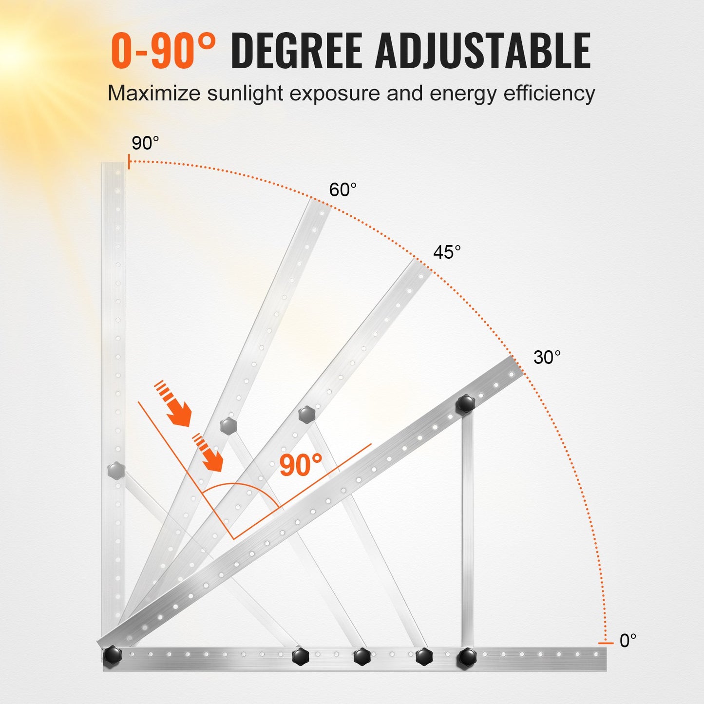 2 set med monteringsfästen för solpaneler, 45 tum, 0 till 90° justerbara lutningsfästen, stöder 100-400W solpaneler, lätta aluminiumfästen med fällbara lutningsben för husbil, båt och off-grid