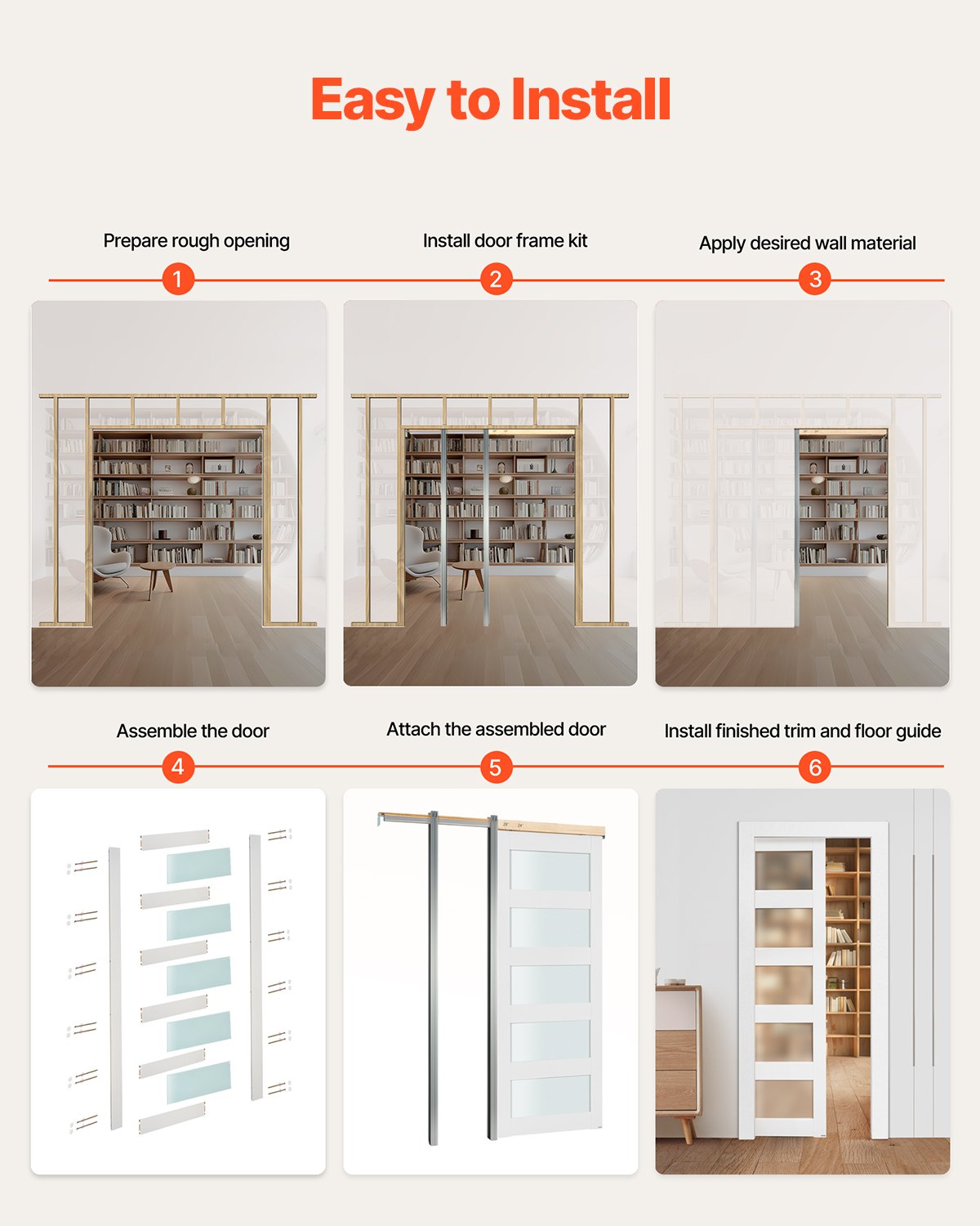 Skjutdörr i fickformat, 915 x 2035 mm, 5-liters enkel skjutdörr i frostat glas med beslag, robusta fickdörrar i massivt trä och MDF, platta med vattentät yta för sovrum, kök, arbetsrum