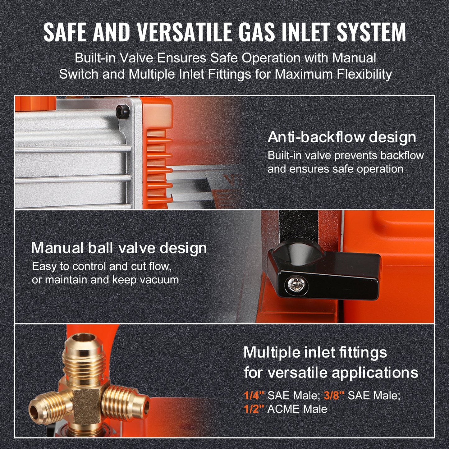 7 CFM vakuumpump luftkonditioneringsvakuumpump 2-stegs roterande lamell HVAC