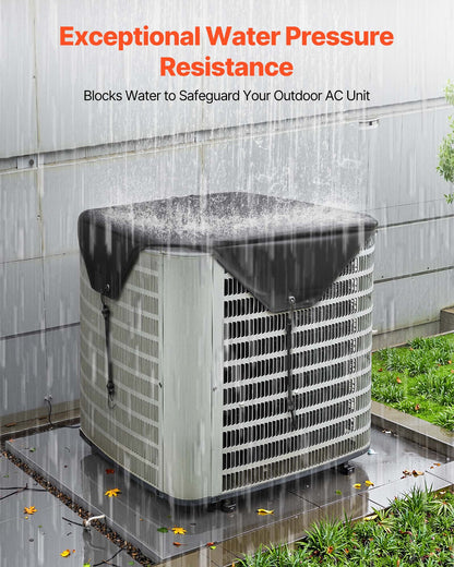 Luftkonditioneringsskydd för utomhusenheter, 810 x 810 mm Central AC-skydd för luftkonditioneringsenhet, Top Universal Mesh Defender Regntät Enkel installation för utomhusbruk Utomhus Alla årstider, Svart