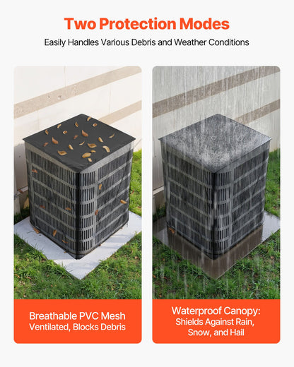 Air Conditioner Cover, 711 x 711 x 812 mm Ac Cover for Air Conditioning Unit, Dual-Layer, Detachable Canopy,Waterproof Polyester, Universal HVAC Protector for Outdoor Outside Ac Unit, Black