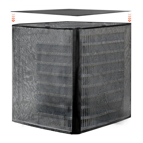 Luftkonditioneringsskydd, 914 x 914 x 1010 mm AC-skydd för luftkonditioneringsenhet, dubbelt lager, avtagbart skydd, vattentät polyester, universellt HVAC-skydd för utomhus-/utomhus-AC-enhet, svart