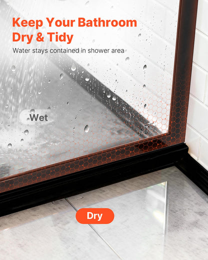 Fixed Glass Shower Panel, 864 x 1870 mm Full-Framed Fixed Shower Screen, 8 mm Thick Clear Tempered Glass Door with Bottom Seal Strip and Hardware, Easy to Clean, for Bathroom, Matte Black
