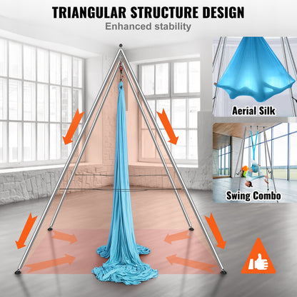 Aerial Yoga-ram och yogahängmatta, 9,67 fot hög, professionellt yoga-gungstativ, levereras med 13,1 meter hängmatta, max 237 kg lastkapacitet, yogarigg för inomhus- och utomhusyoga, blå
