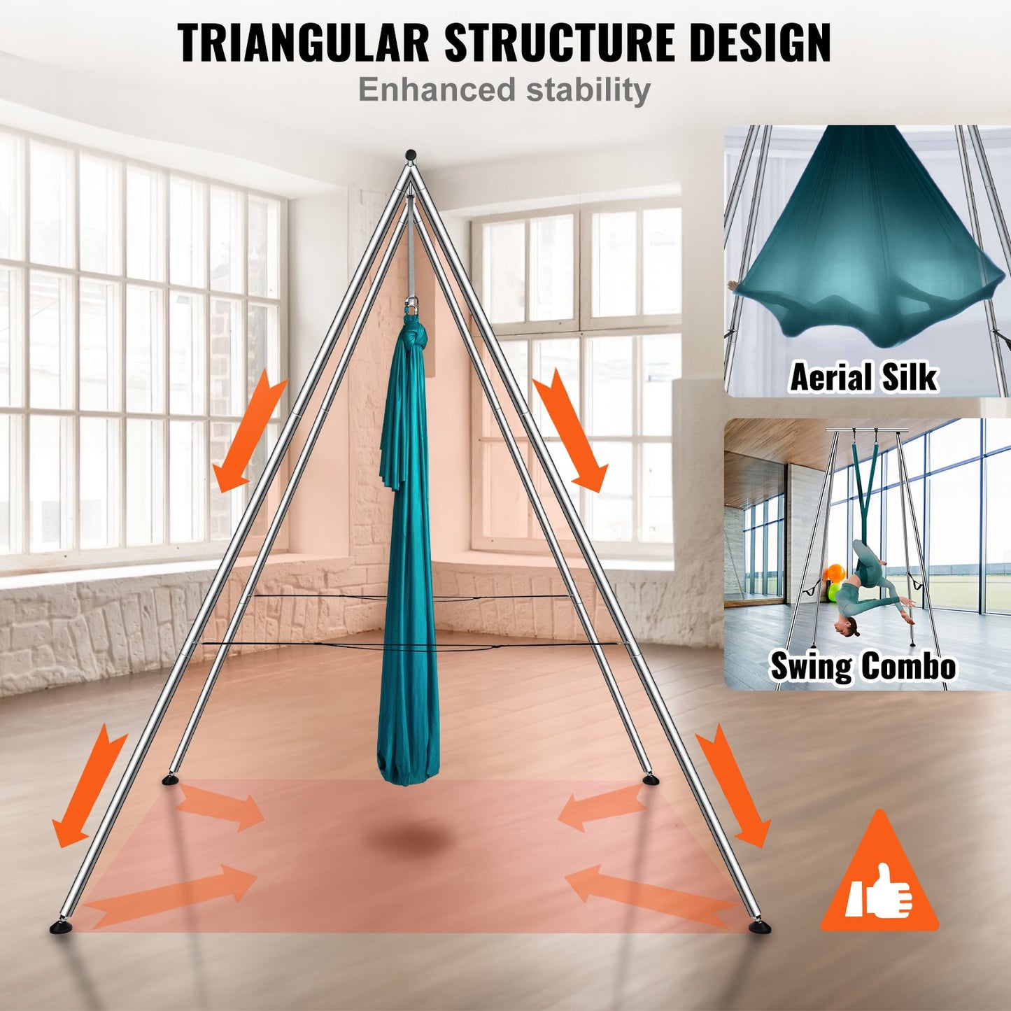 Aerial Yoga-ram och yogahängmatta, 9,67 fot hög, professionellt yoga-gungstativ, levereras med 6,6 meter hängmatta, max 237 kg lastkapacitet, yogarigg för inomhus- och utomhusyoga, grön