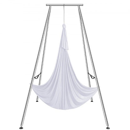 Aerial Yoga-ram och yogahängmatta, 9,67 fot hög, professionellt yoga-gungstativ, levereras med 6,6 meter hängmatta, max 237 kg lastkapacitet för yoga inomhus och utomhus, vit