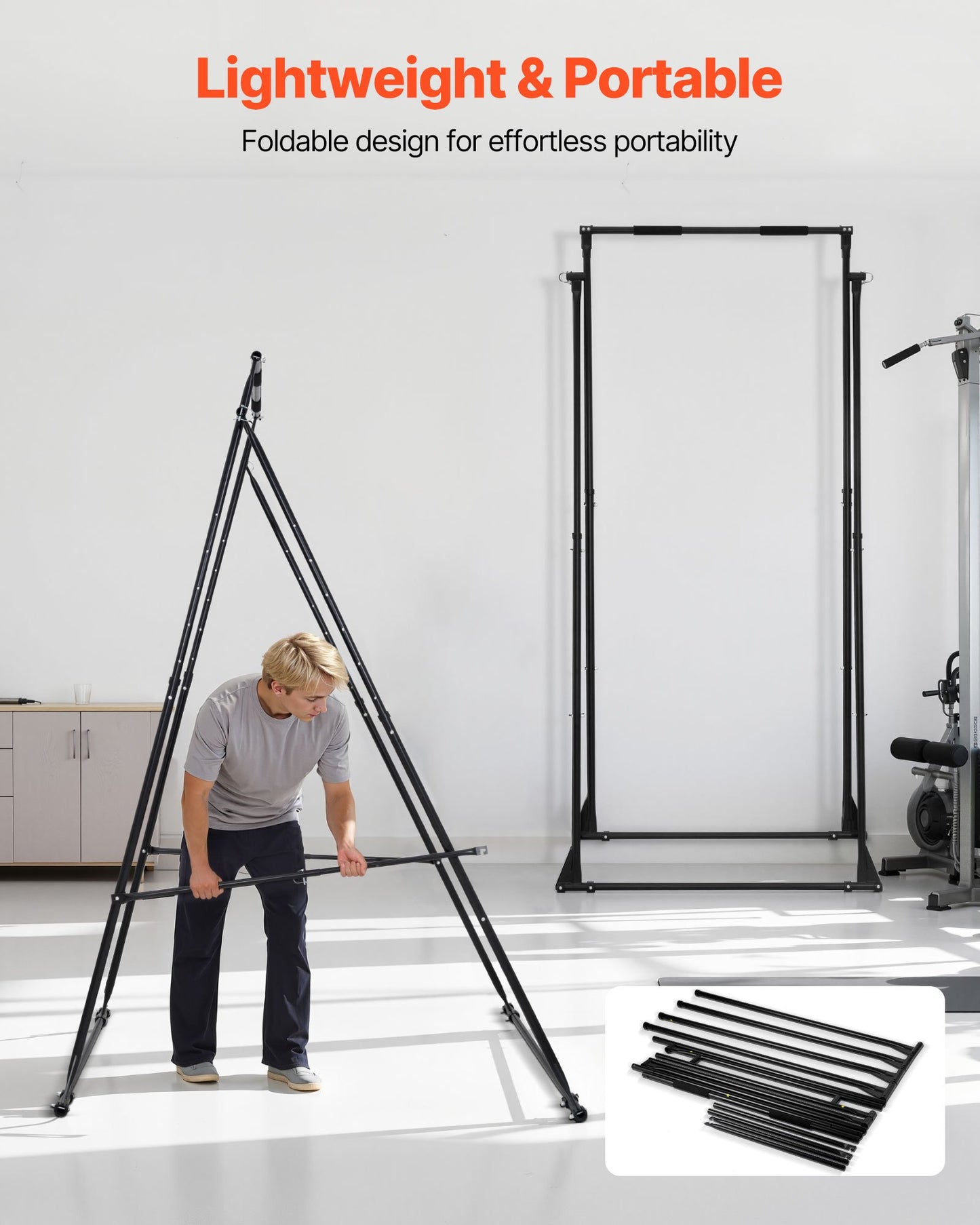 Yoga Stand Frame, Max 200 kg Load Swing Stand, Triangular Structure Yoga Aerial Rig, Aerial Silk Stands with EVA Foam, 4-Level Horizontal & 6-Level Vertical Adjustment, Multi-Functional