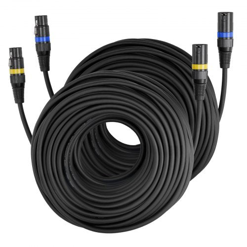 XLR-kabel 30,48 m, 2-pack, skärmade balanserade DMX-hane-till-hona-mikrofonkablar, guldpläterad 3-polig XLR-mikrofonhögtalarkabel, för scenbelysning, mikrofoner, förstärkare, mixer, högtalarsystem