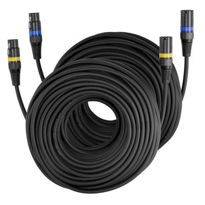 XLR-kabel 30,48 m, 2-pack, skärmade balanserade DMX-hane-till-hona-mikrofonkablar, guldpläterad 3-polig XLR-mikrofonhögtalarkabel, för scenbelysning, mikrofoner, förstärkare, mixer, högtalarsystem