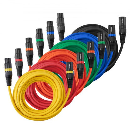 XLR-kabel 6,1 m, 6-pack, skärmade balanserade DMX-hane-till-hona-mikrofonkablar, guldpläterade 3-poliga XLR-mikrofonhögtalarkablar, för scenbelysning, mikrofoner, förstärkare, mixer, högtalarsystem