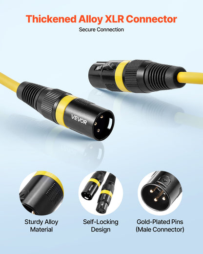 XLR-kabel 6,1 m, 6-pack, skärmade balanserade DMX-hane-till-hona-mikrofonkablar, guldpläterade 3-poliga XLR-mikrofonhögtalarkablar, för scenbelysning, mikrofoner, förstärkare, mixer, högtalarsystem
