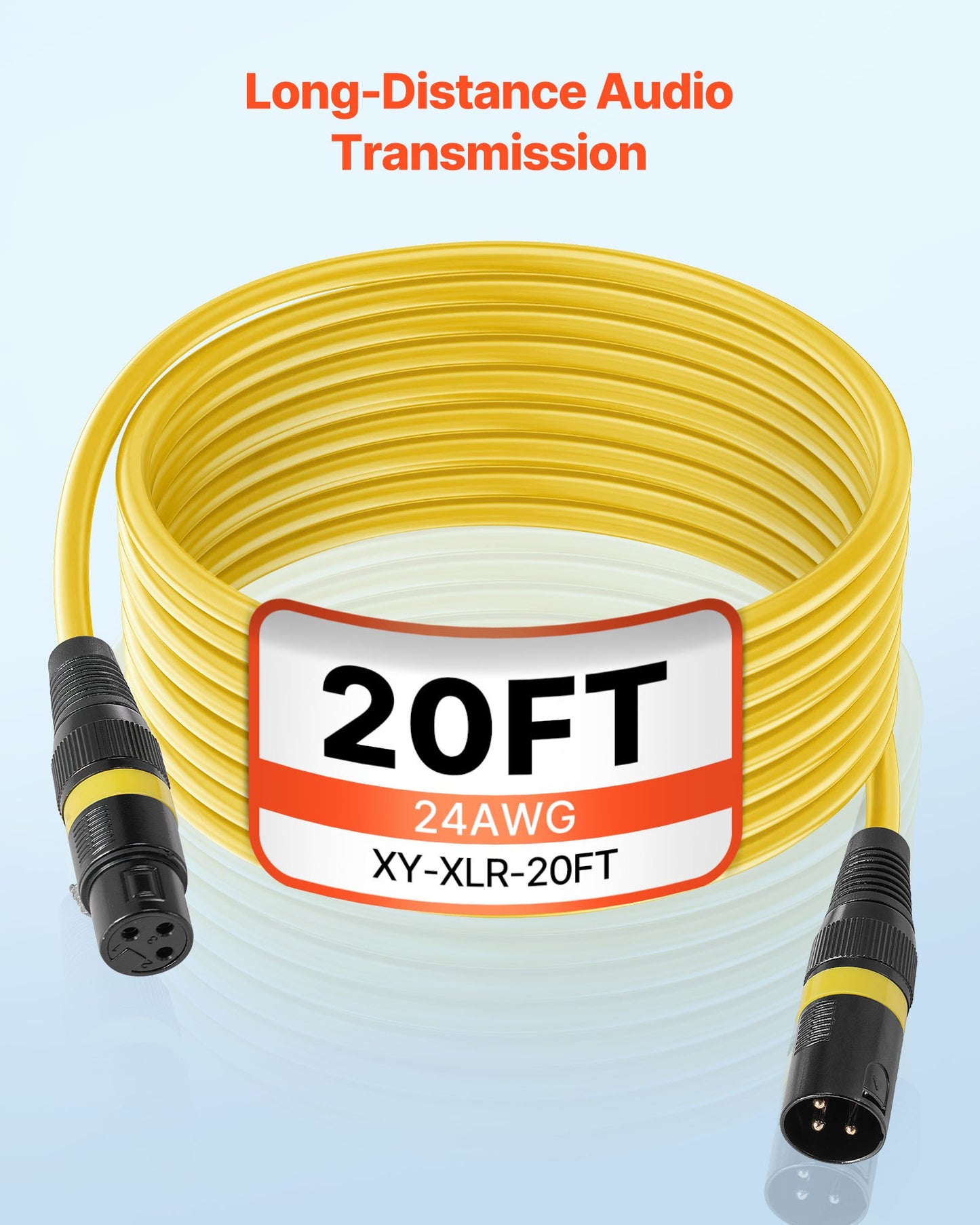 XLR-kabel 6,1 m, 6-pack, skärmade balanserade DMX-hane-till-hona-mikrofonkablar, guldpläterade 3-poliga XLR-mikrofonhögtalarkablar, för scenbelysning, mikrofoner, förstärkare, mixer, högtalarsystem