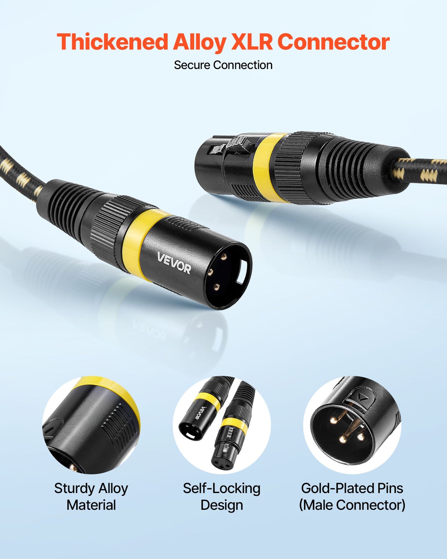 XLR-kabel 7,62 m, 6-pack, skärmade balanserade DMX-hane-till-hona-mikrofonkablar, guldpläterade 3-poliga XLR-mikrofonhögtalarkablar, för scenbelysning, mikrofoner, förstärkare, mixer, högtalarsystem