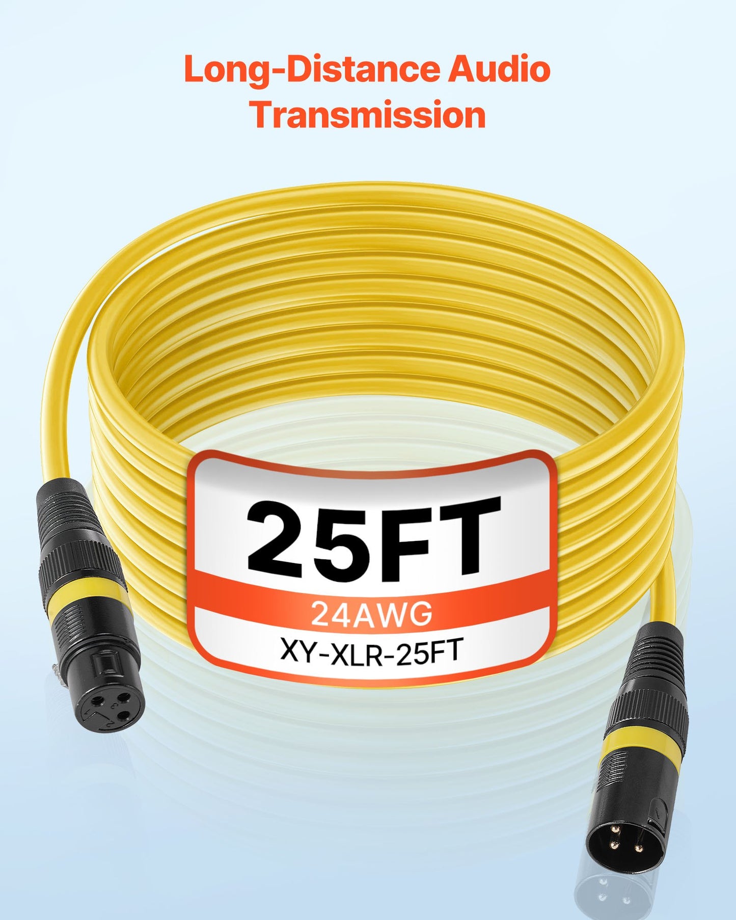 XLR-kabel 7,62 m, 4-pack, skärmade balanserade DMX-hane-till-hona-mikrofonkablar, guldpläterade 3-poliga XLR-mikrofonhögtalarkablar, för scenbelysning, mikrofoner, förstärkare, mixer, högtalarsystem