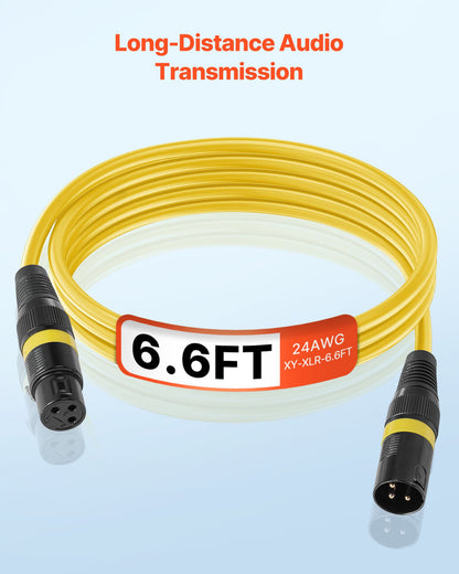 XLR-kabel 2 m, 10-pack, skärmade balanserade DMX-hane-till-hona-mikrofonkablar, guldpläterade 3-poliga XLR-mikrofonhögtalarkablar, för scenbelysning, mikrofoner, förstärkare, mixer, högtalarsystem